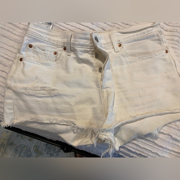 Levi's Pants - Levi’s 501 white jean shorts. Button up.